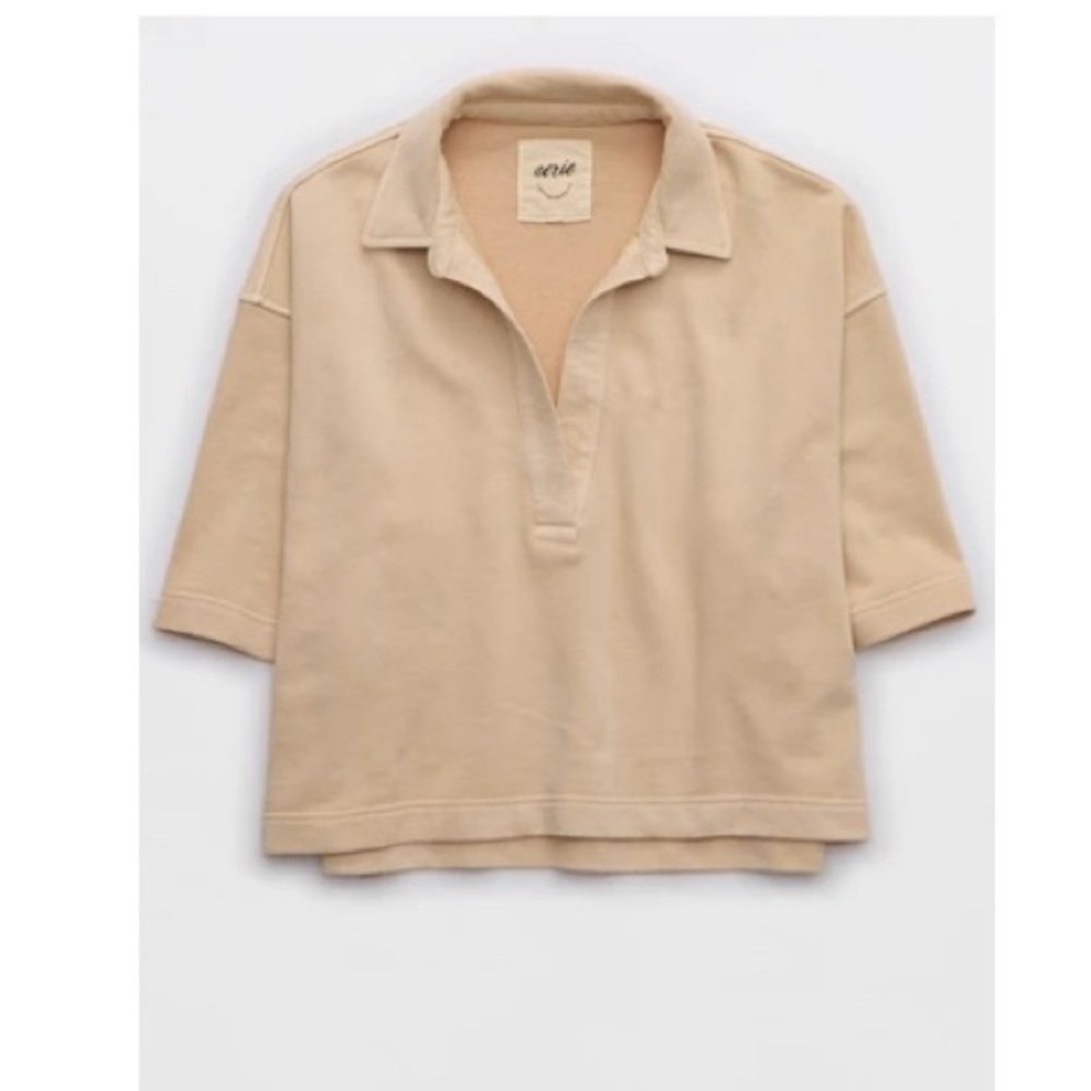 Beige Collared Polo Shirt